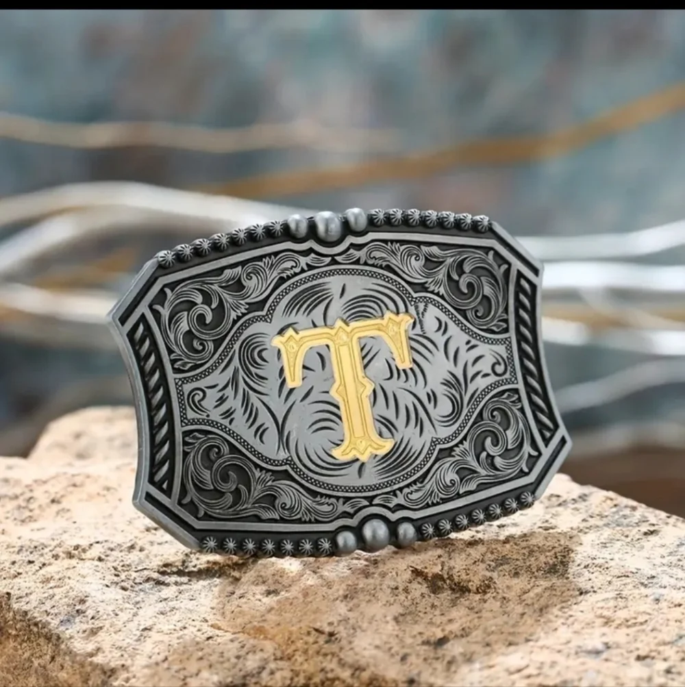 New Men's Cowboy Monogram T Western Belt Buckle
